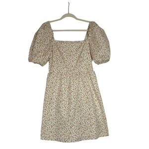 Copper Key Floral Smocked Puff Sleeve Dress Womens XL Peasant Babydoll